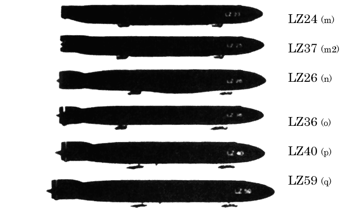 Variety of Zeppelins from WW1